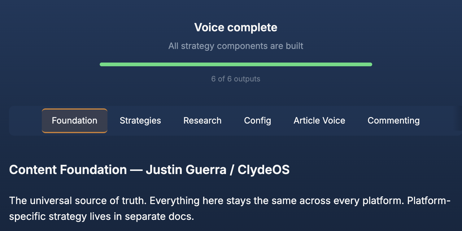 Voice complete — 6 strategy components built automatically